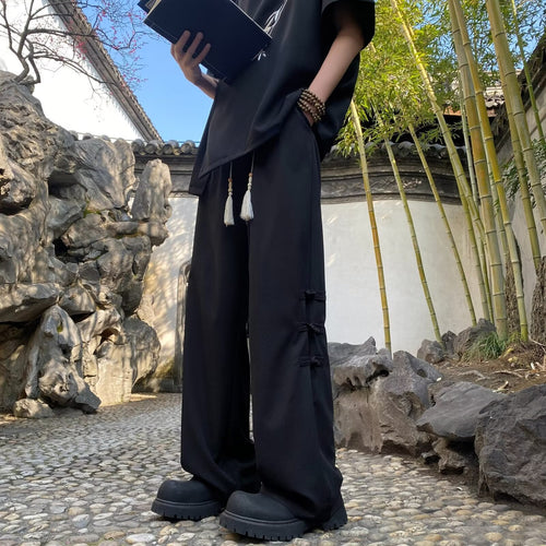 Herren Weitgeschnittene Freizeithose mit dekorativen Details Drune