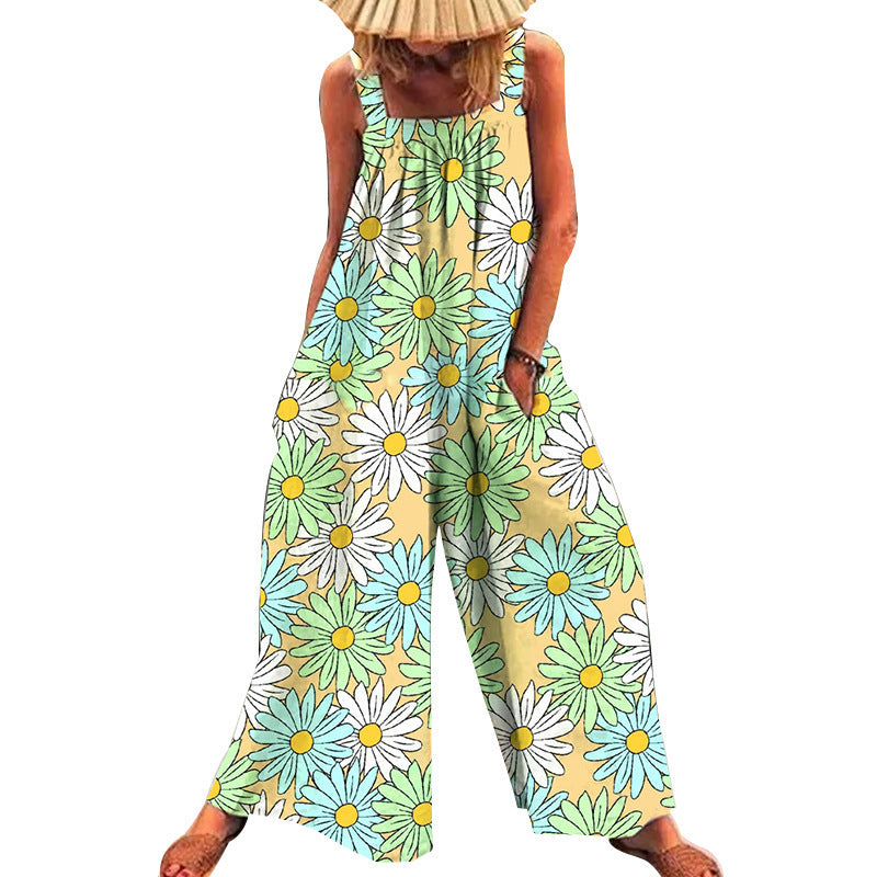 Damen Übergröße Jumpsuit mit floralem Muster und praktischen Taschen Drune