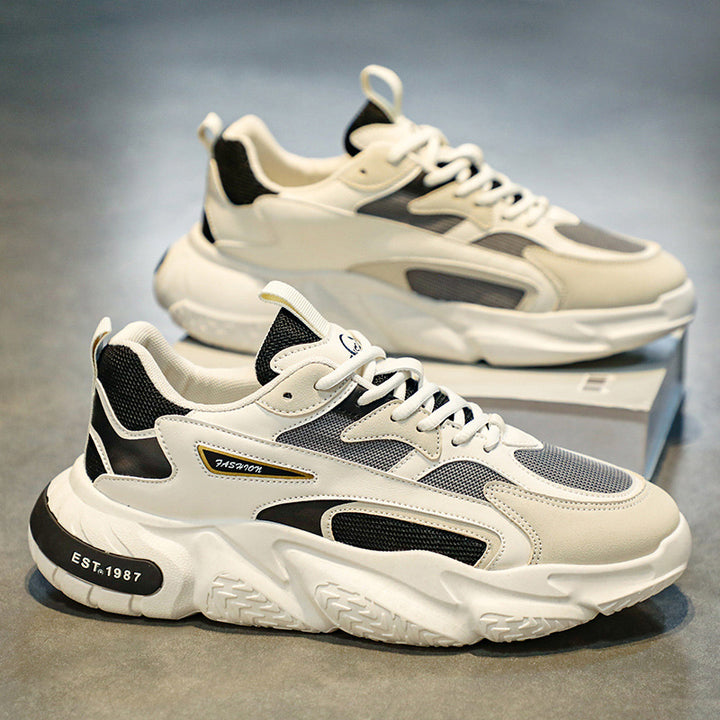 Herren modische Chunky-Sneaker mit verstärkten Overlays, atmungsaktiver Meshkonstruktion und gedämpfter EVA-Plateausohle Drune
