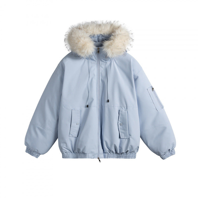 Damen Wattierte Bomberjacke mit Kunstfellkapuze, Boxy‑Schnitt und Utility‑Taschen Drune