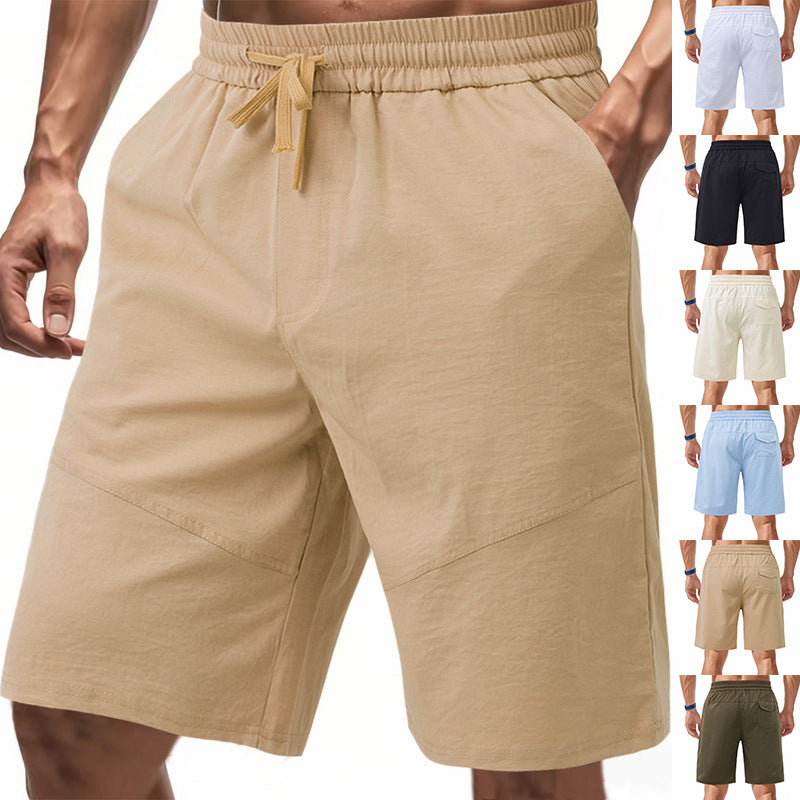 Herren nan knielange Leinenmix-Shorts mit elastischem Kordelzugbund und seitlichen Schubtaschen Drune