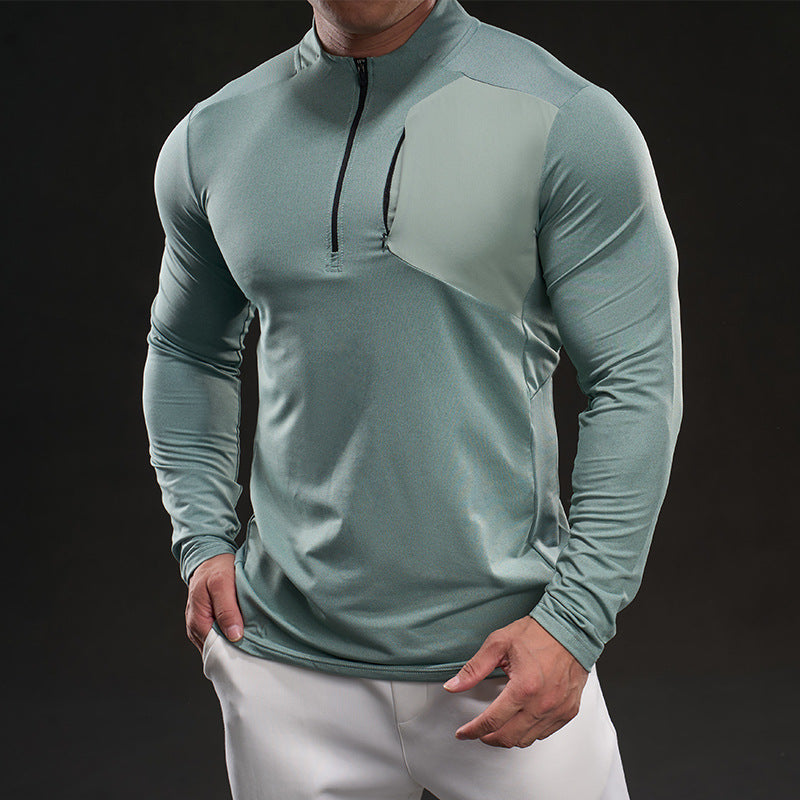 Herren Atmungsaktives Funktions-Langarmshirt mit kurzem Reißverschluss und Slim‑Fit Drune