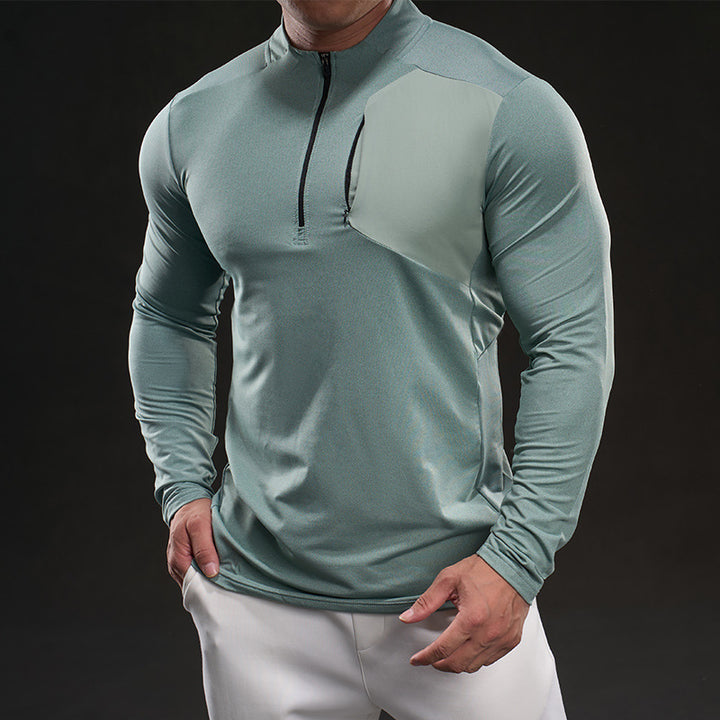 Herren Atmungsaktives Funktions-Langarmshirt mit kurzem Reißverschluss und Slim‑Fit Drune