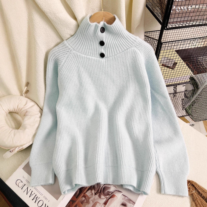 Damen warmer Rollkragenpullover aus weichem Strickmaterial Drune