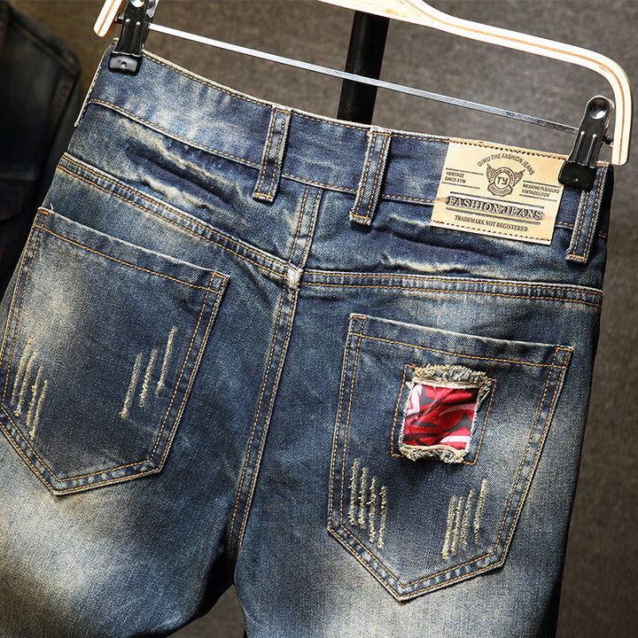 Herren lässige Denim-Shorts im modischen Destroyed-Look Drune