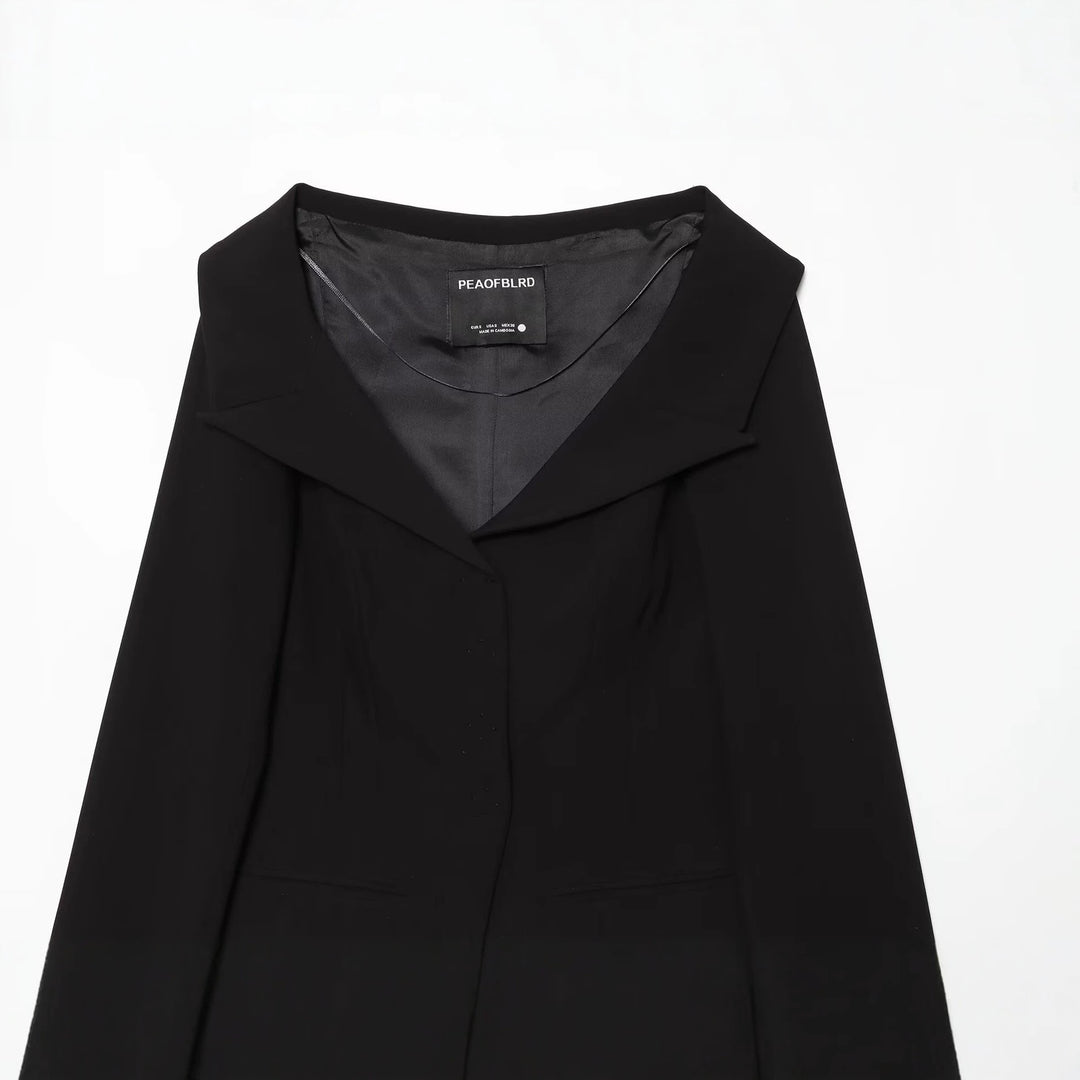 Damen Cropped-Blazer mit weitem Schalkragen und asymmetrischem Saum Drune