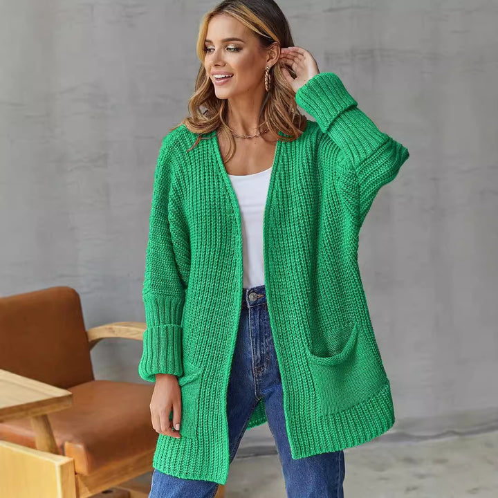 Damen Strickjacke mit offenen Front und großen Taschen Drune