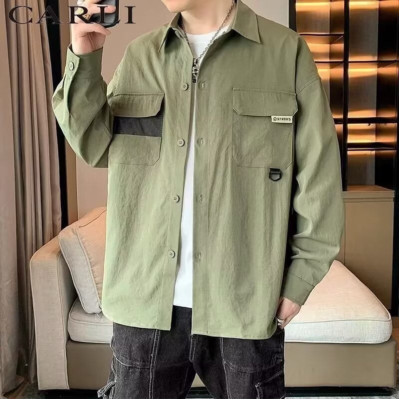 Herren Overshirt-Jacke im Utility-Stil mit aufgesetzten Pattentaschen Drune