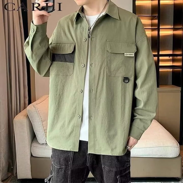 Herren Overshirt-Jacke im Utility-Stil mit aufgesetzten Pattentaschen Drune