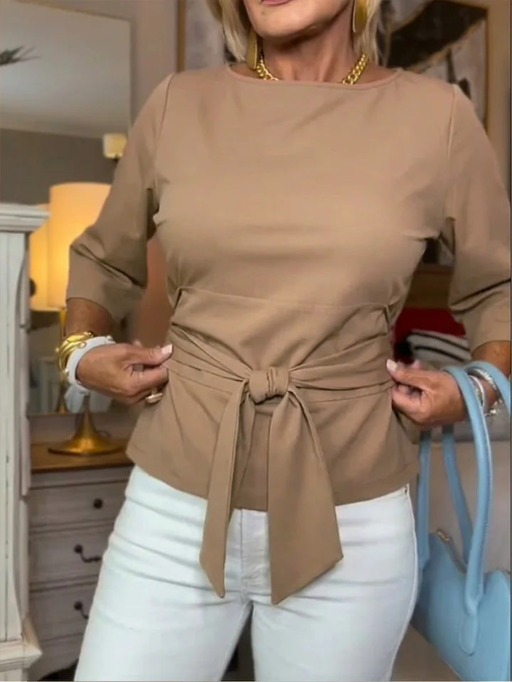 Damen Elegante Bluse mit Schleifen-Detail Drune