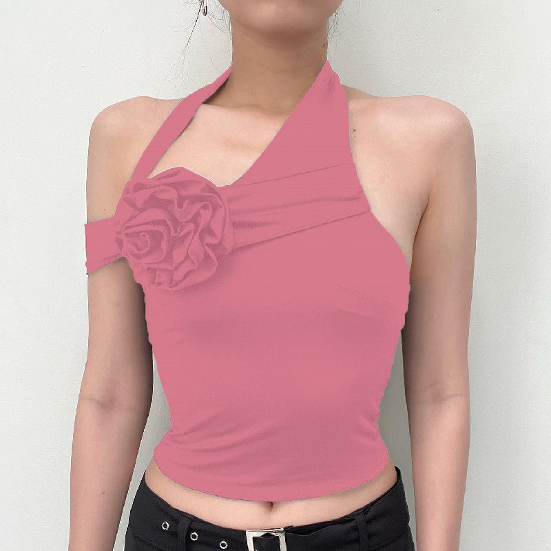 Damen asymmetrisches Top mit floraler Applikation und verstellbarem Träger Drune
