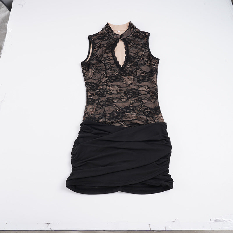 Damen Spitzenkleid mit raffinierten Drapierungsdetails Drune