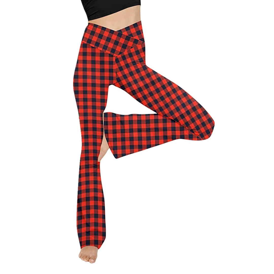 Damen nan taillenhohe Yogahose mit überkreuztem Bund und ausgestelltem Saum mit Schlitz Drune