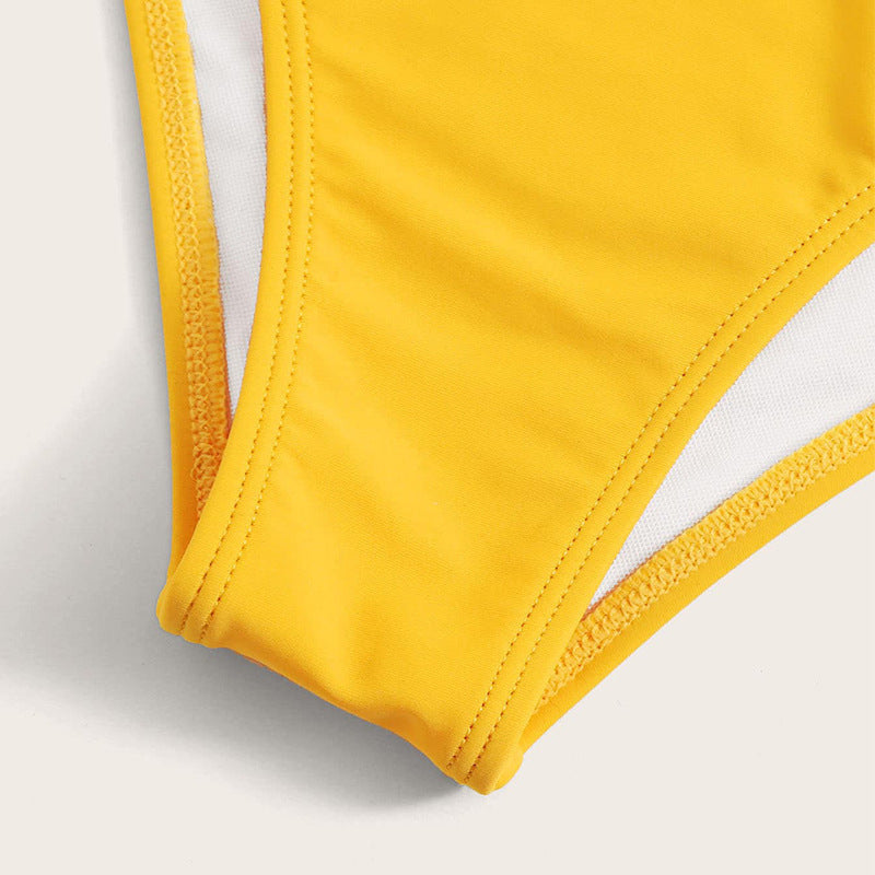 Damen Zweiteiliges Blumen-Bikini-Set mit tailliertem Oberteil und Rüschenslip Drune