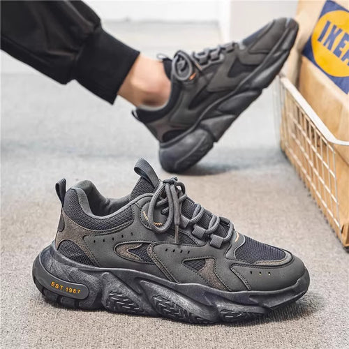 Herren stylische Chunky-Sneaker mit Wildlederoptik und atmungsaktivem Mesh-Obermaterial Drune