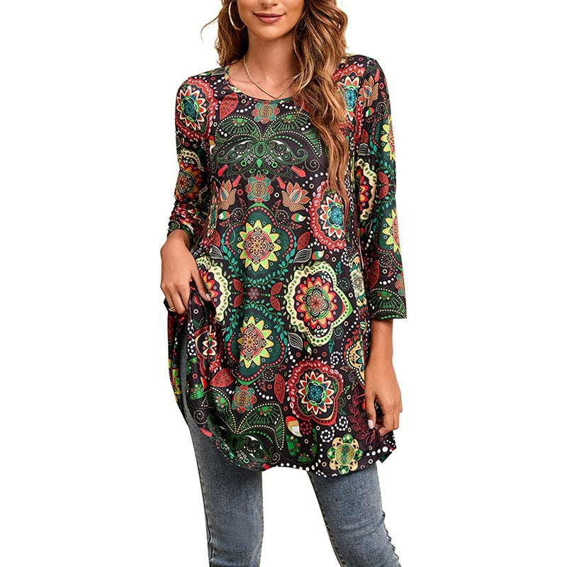 Damen Tunika mit einzigartigem Mandala-Druck Drune