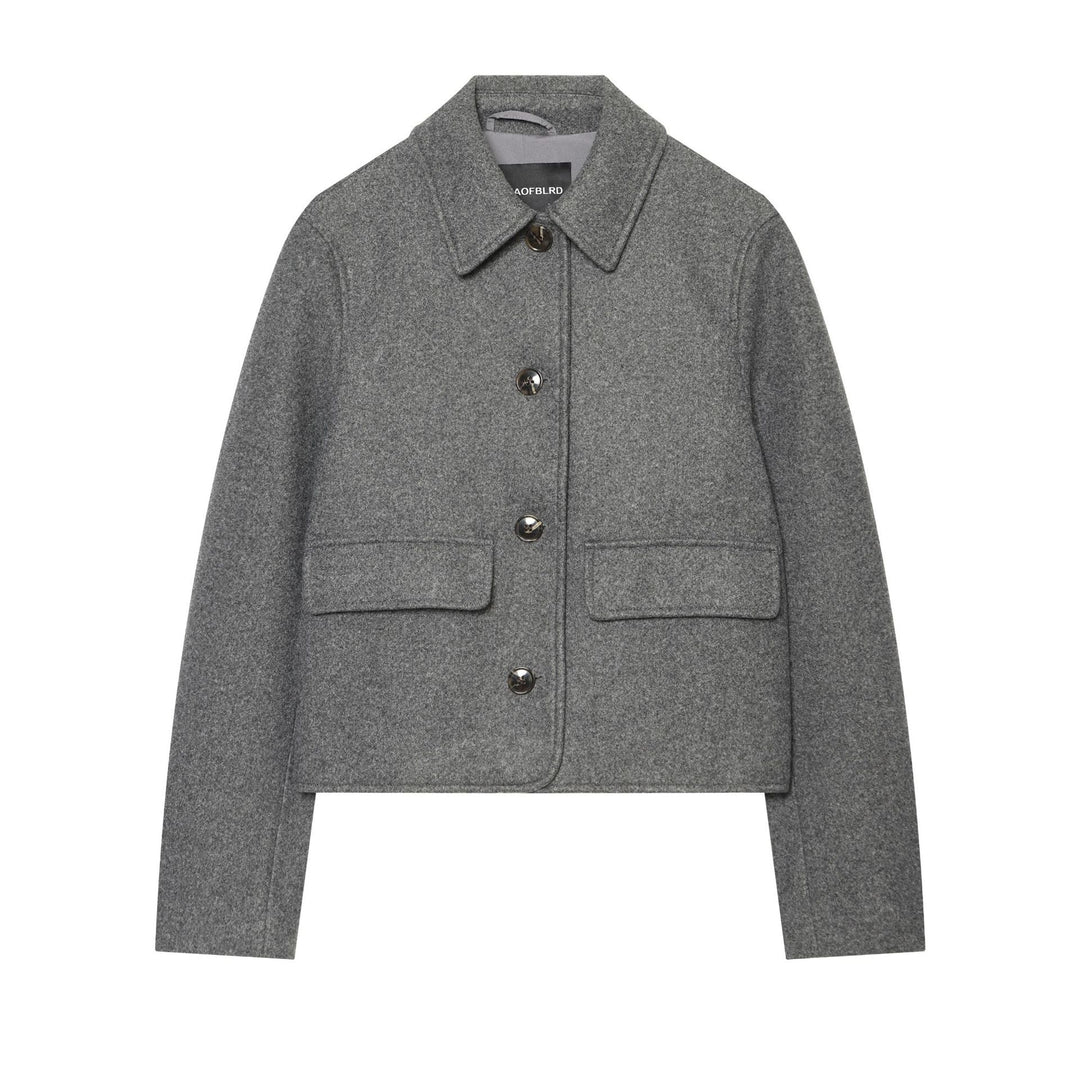 Damen Kurz geschnittene Wollmix‑Jacke im Boxy‑Cut mit Pattentaschen Drune