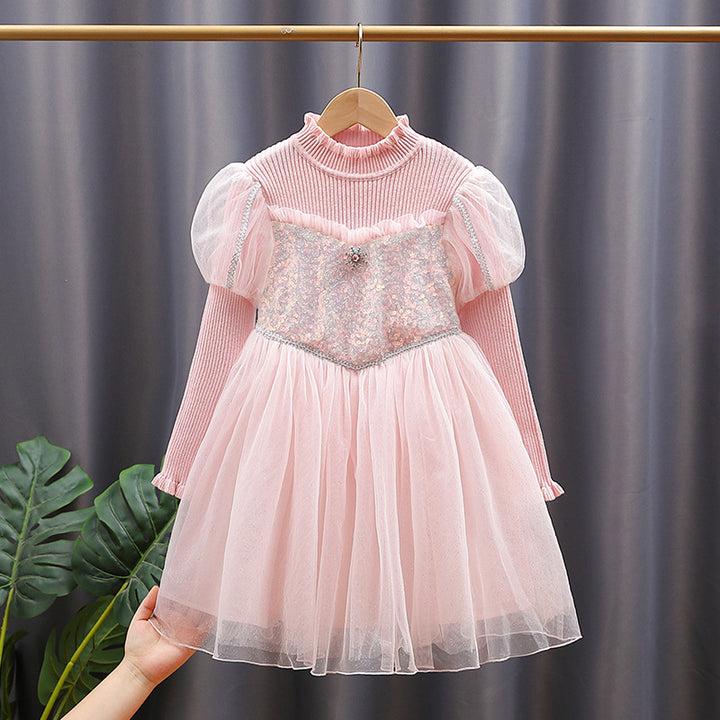 Mädchen festliches Tüllkleid mit glitzernden Applikationen und Rüschen Drune