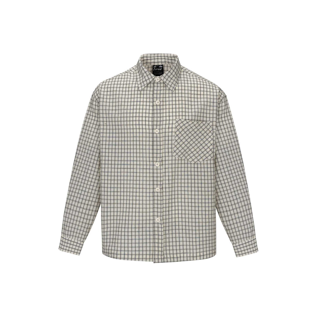 Herren Kariertes Flanellhemd im Overshirt‑Stil mit aufgesetzter Brusttasche Drune
