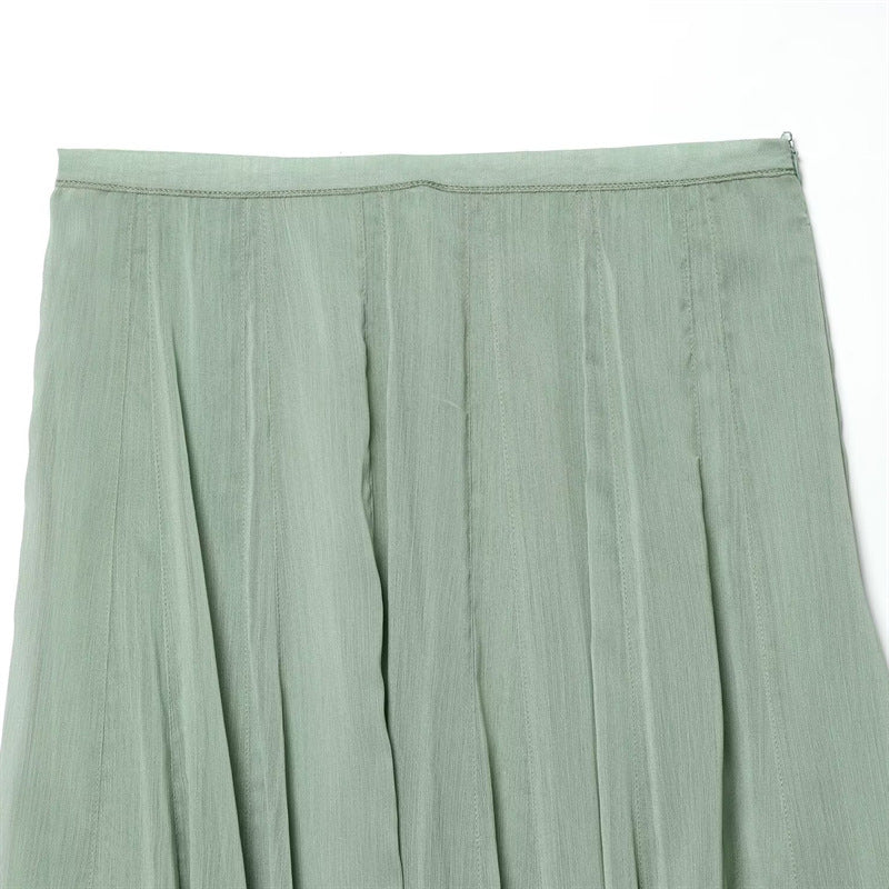 Damen Maxirock aus plissiertem Chiffon mit hohem Bund und fließender A-Linie Drune
