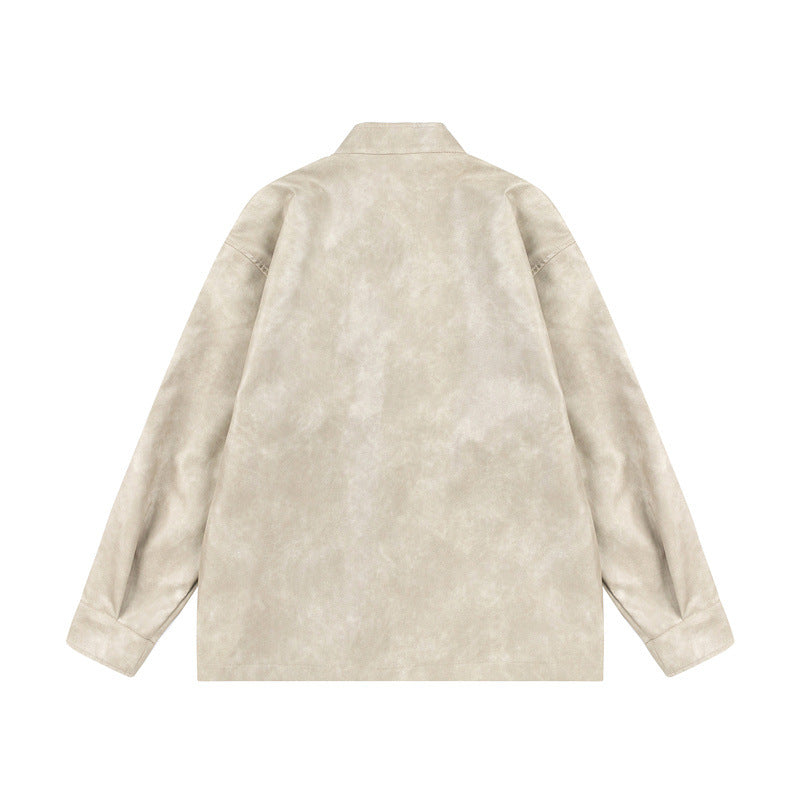 Unisex Asiatisch inspiriertes Oversize-Jackett mit Mandarinkragen und Knotenverschlüssen Drune