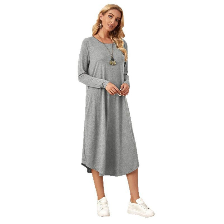 Damen Lässiges Langarm-Kleid mit praktischen Taschen Drune