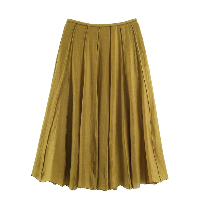 Damen Langer Plissee Maxirock mit Chiffonlage und seitlichem Reißverschluss Drune