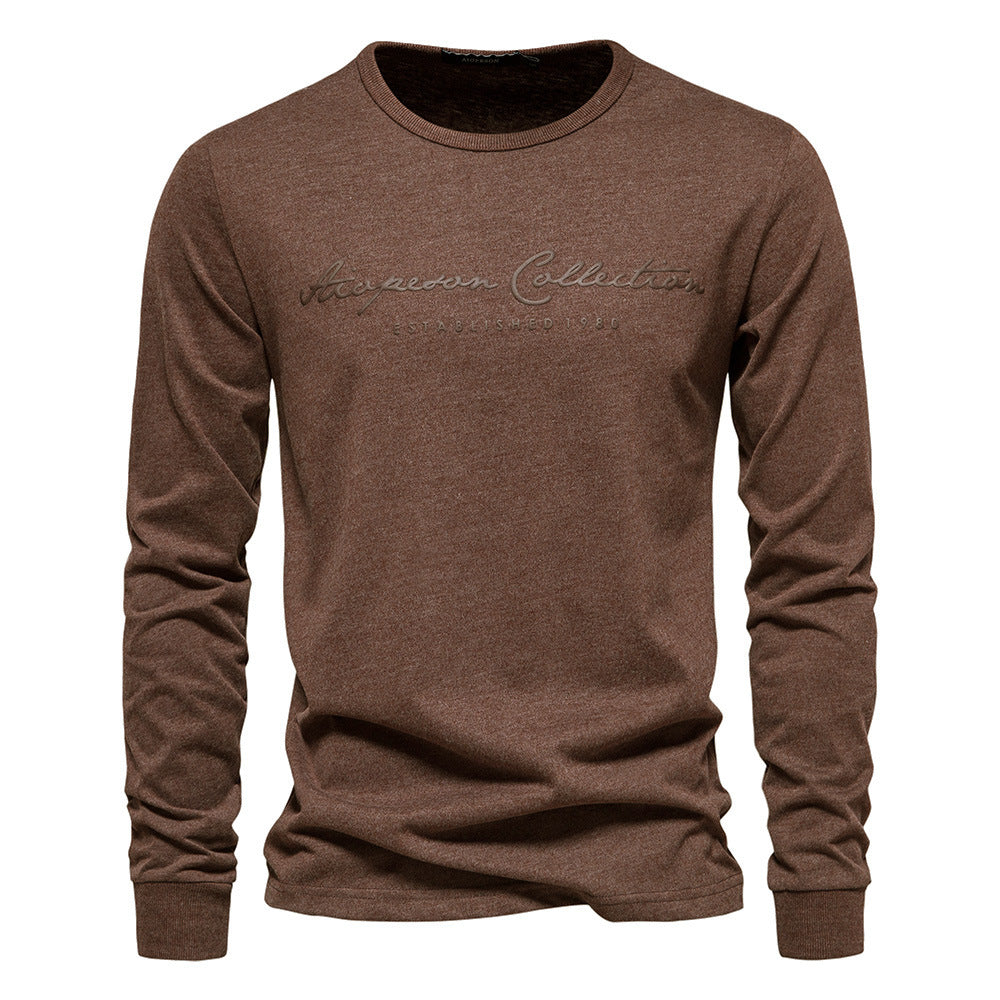 Herren nan minimalistisches Rundhals-Sweatshirt aus Baumwollmischung mit gerippten Bündchen Drune