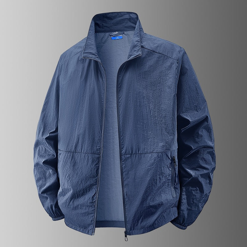 Herren Ultraleichte winddichte Übergangsjacke mit Stehkragen und kompakter Packfunktion Drune