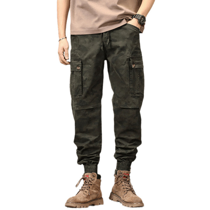 Herren taktische Cargojoggerhose im Camouflage‑Look mit Tunnelzugbund, verstärkten Knien und Bündchenabschlüssen Drune