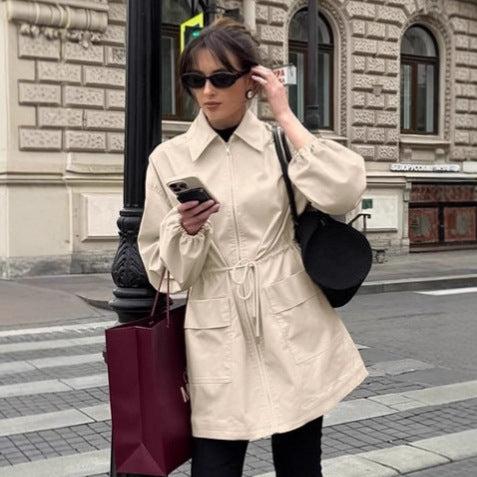 Damen Utility-Jacke im modernen Design mit Gürteldetails und großen Taschen Drune