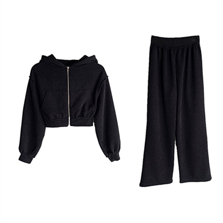 Damen Sportliches Lounge-Set mit Kapuzenpullover und weit geschnittenen Hosen Drune