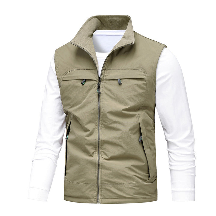 Herren Angler- und Reiseweste mit perforiertem Innenfutter, verdeckten Reißverschlusstaschen und verstellbarem Saum Drune