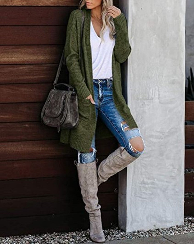 Damen Grobstrick-Cardigan mit lässigem Schnitt und praktischen Taschen Drune