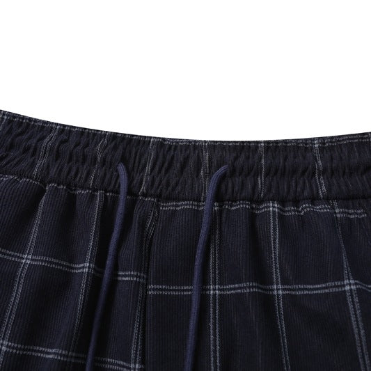 Damen Weite Palazzo-Hose im Karomuster mit elastischem Bund & Kordelzug Drune