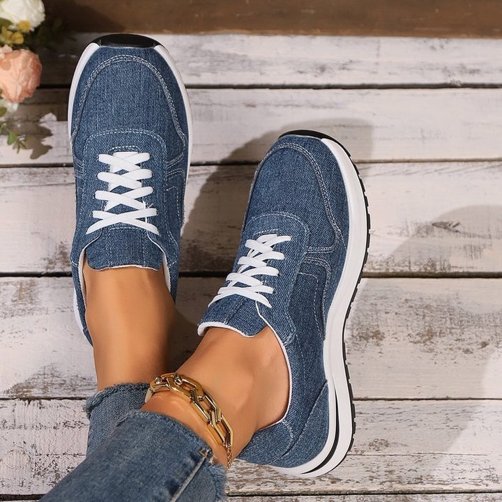 Damen  sportlich-elegante Textile Sneaker mit dämpfender EVA-Sohle und gepolsterter Innensohle Drune