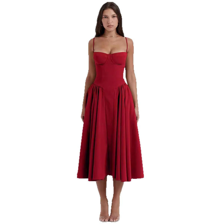 Damen Midi-Kleid mit elegantem Schnitt und komfortablen Trägern Drune