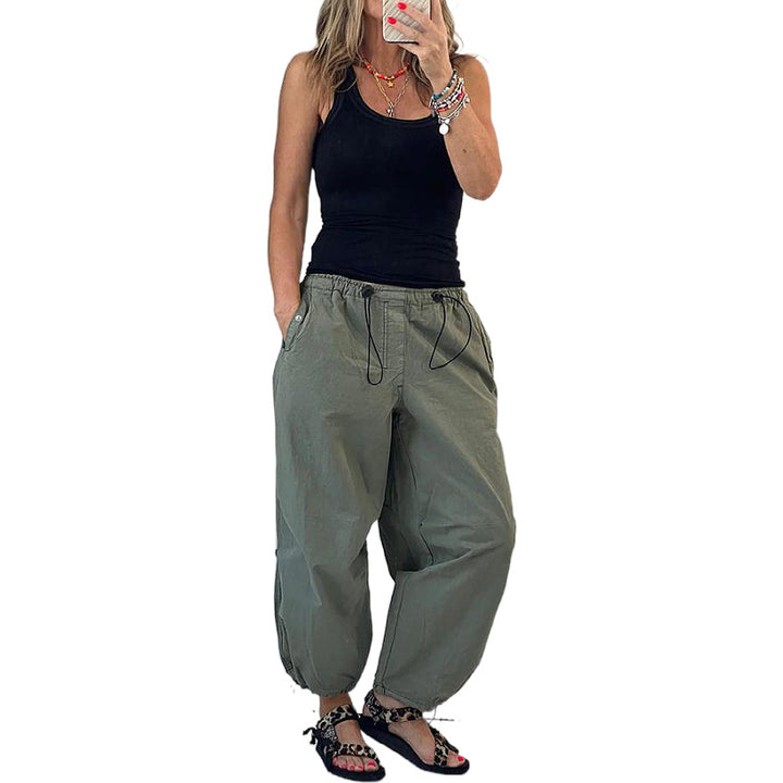 Damen lässige Bundfaltenhose aus atmungsaktivem Material Drune
