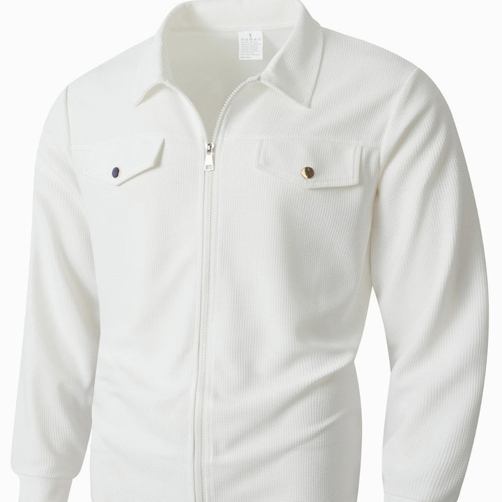 Herren strukturierte Overshirt-Jacke mit Waffelstruktur, Pattentaschen und verdecktem Reißverschluss Drune