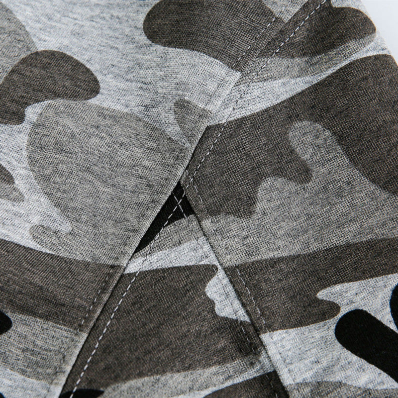 Unisex Kapuzenjacke mit Camouflage-Muster, durchgehendem Reißverschluss und Kängurutaschen Drune