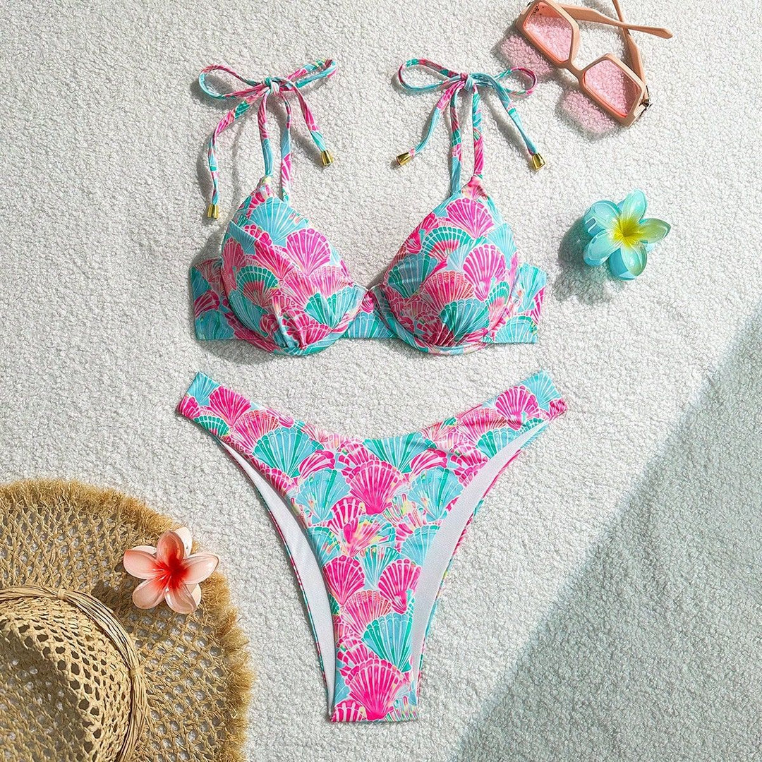Damen Triangel-Bikini mit verspieltem Muschel-Motiv Drune