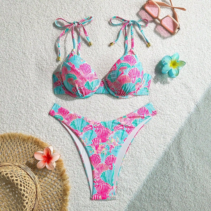 Damen Triangel-Bikini mit verspieltem Muschel-Motiv Drune