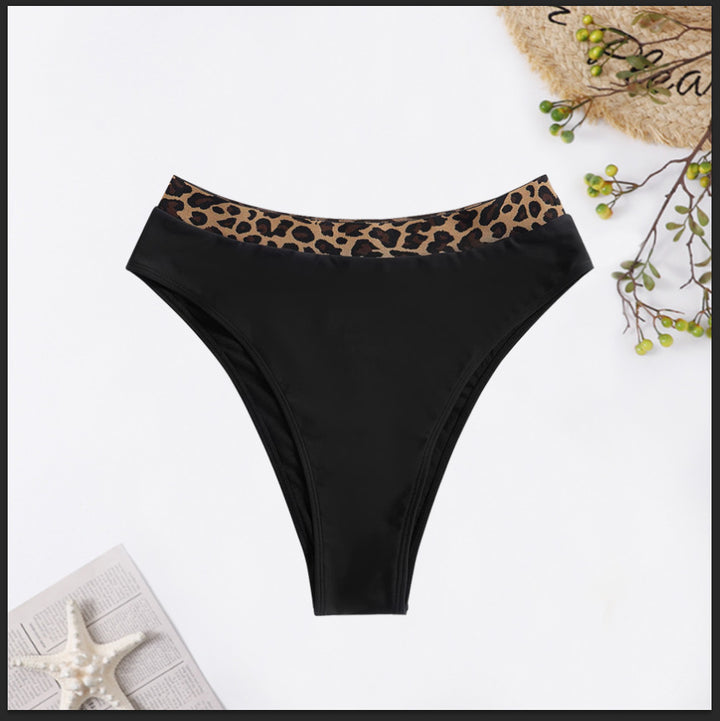 Damen Hochtailliertes Bikini-Unterteil mit modischem Leopardenmuster Drune