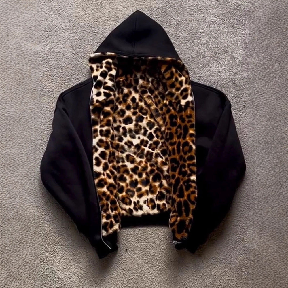 Damen kuschelige Kapuzenjacke mit animalischem Innenfutter Drune