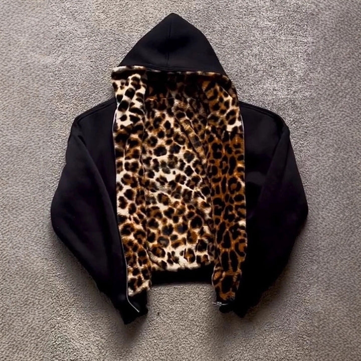 Damen kuschelige Kapuzenjacke mit animalischem Innenfutter Drune