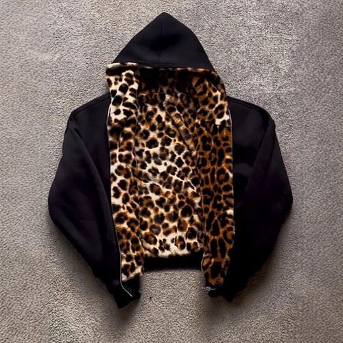 Damen kuschelige Kapuzenjacke mit animalischem Innenfutter Drune