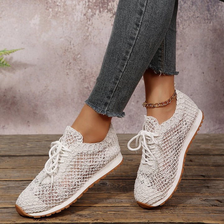 Damen  gestrickte Slip-On Plateau-Sneaker mit atmungsaktivem Obermaterial und gepolstertem Komfortfußbett Drune