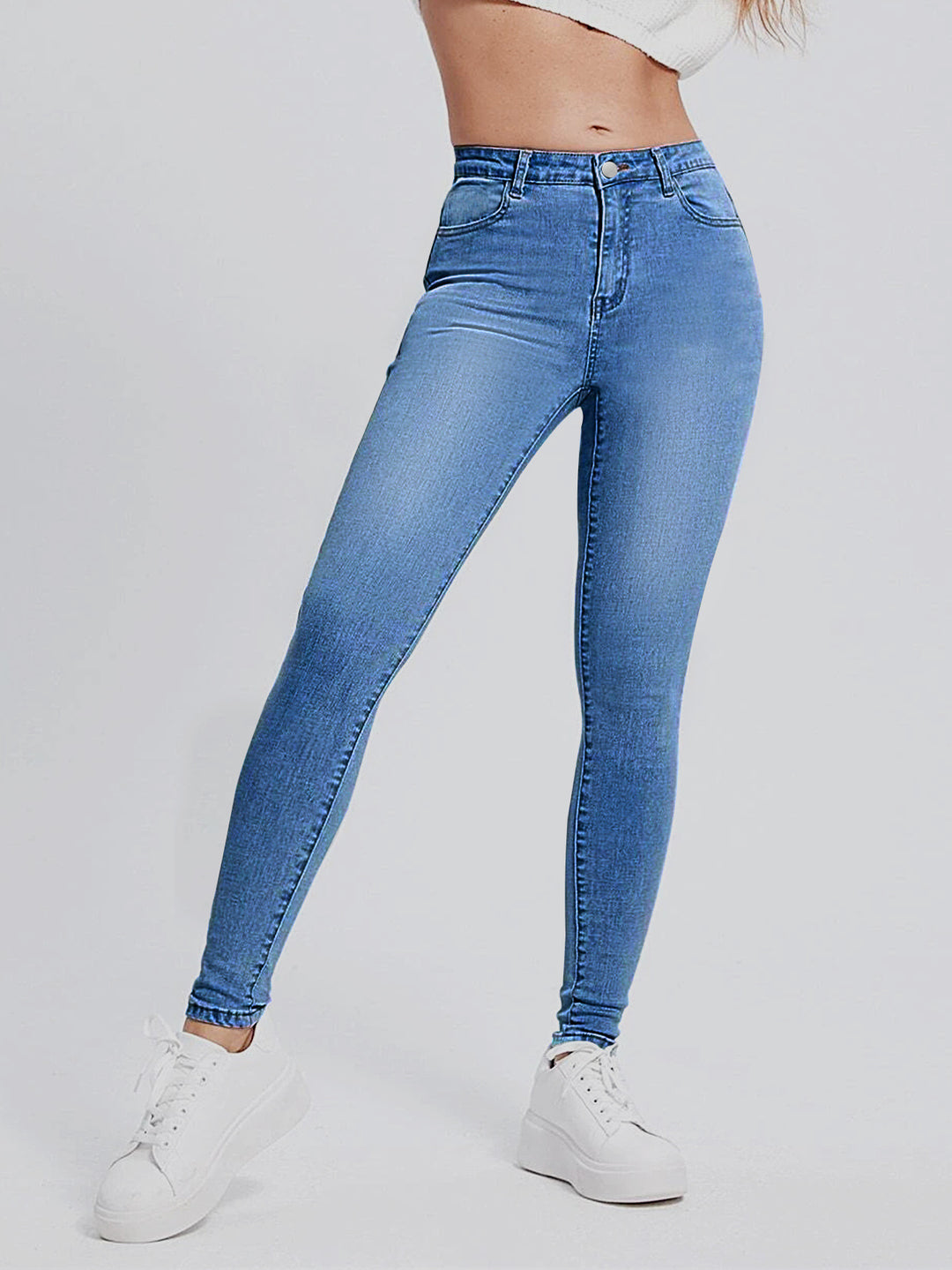 Damen Slim Fit Jeans mit hohem Taillenschnitt und figurformendem Stretch Drune
