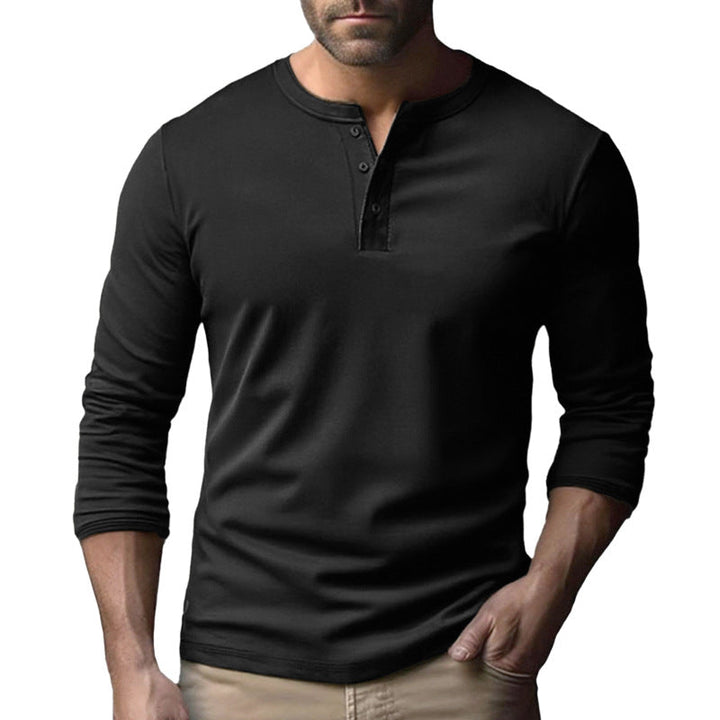 Herren Langarm-Henley-Shirt aus atmungsaktivem Baumwollmix Drune
