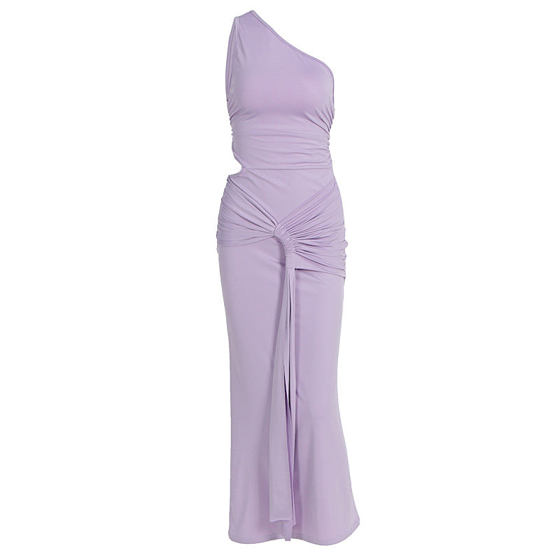 Damen stilvolles Wickelkleid mit asymmetrischem Ausschnitt und Rüschendetails Drune